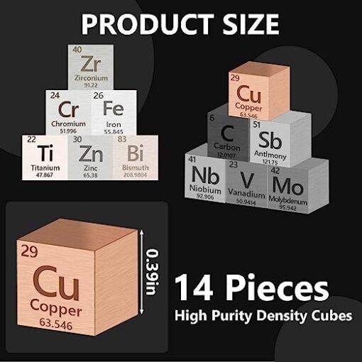 Metal Element Cube  High Purity, Periodic Table Of Elements Collection For Element Collections Hobbies, Pure Tungsten Cube, Iron, Aluminum, Bismuth, - Imagen 6